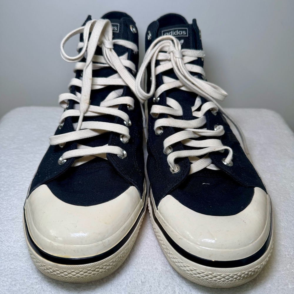 Men's adidas Nizza Hi RF 74 shoes Core Black size 13 black canvas retro high top - Picture 3 of 7